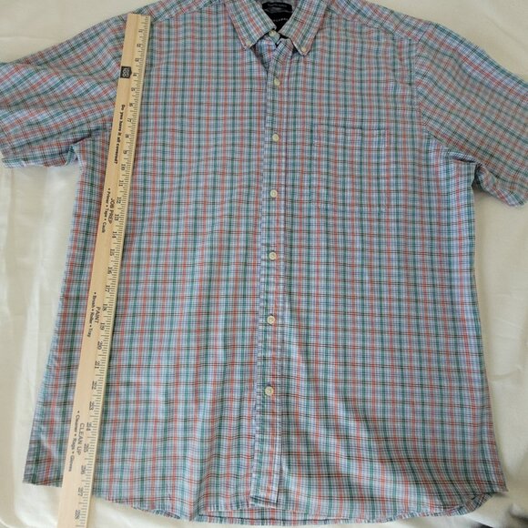 Saddlebred Mens Green Blue Plaid Short Sleeve Shirt Size XL - Picture 8 of 12